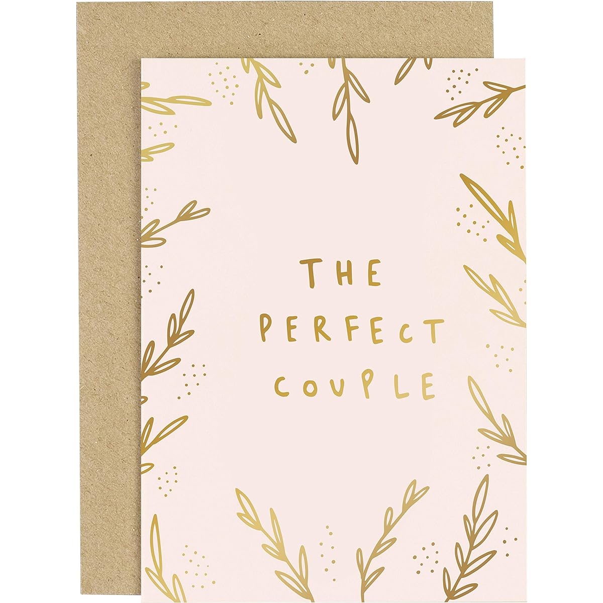 Old English Co. The Perfect Couple Blush Pink Greeting Card - A6 Gold Foil Card | Engagement Card Wedding Card Just Married Hitched Mr and Mrs Mrs Mrs and Mrs