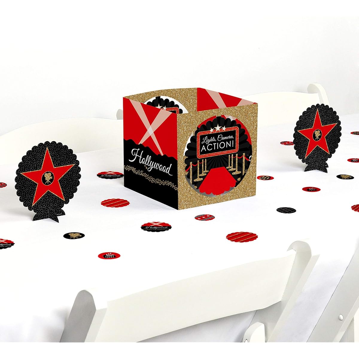 Big Dot of Happiness Red Carpet Hollywood - Movie Night Party Centerpiece Table Decoration Kit