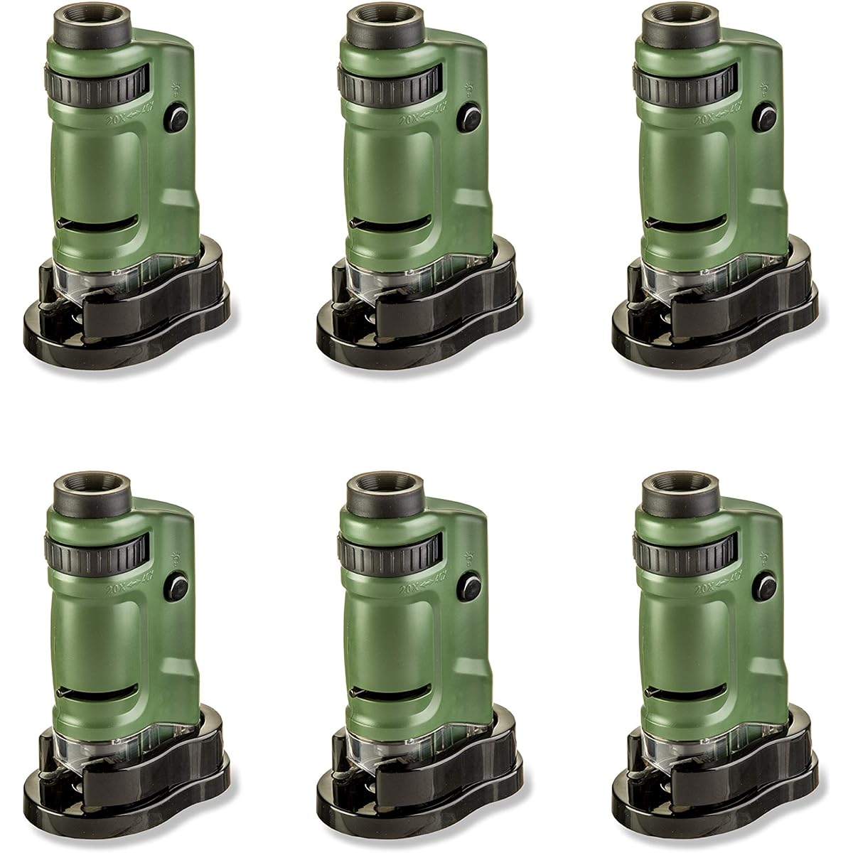 Carson MicroBrite 20x40x LED Lighted Pocket Microscope for Learning, Teaching, and Exploration - Set of 6 (MM-24MU)