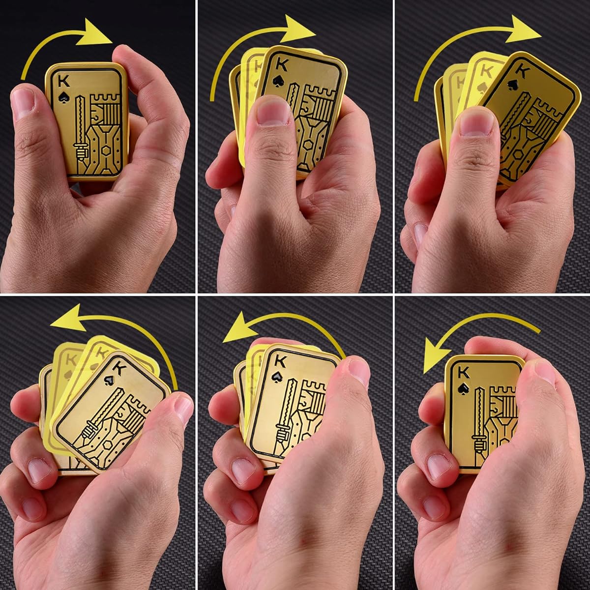 Fidget Toys – Metal Haptic Poker Slider | Stress Relief Push Card Clicker | Autism ADHD Relief | Anxiety Relief Sensory Toy for Boyfriend and Dad – Golden K&K