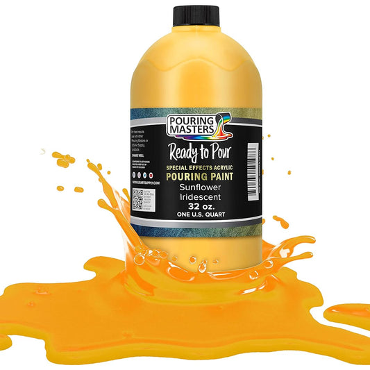 Pouring Masters Sunflower Iridescent Special Effects Pouring Paint - Quart Bottle - Acrylic, Ready to Pour, Mix and Water-Based for Canvas, Wood, Paper, Crafts, Tile, Rocks and More