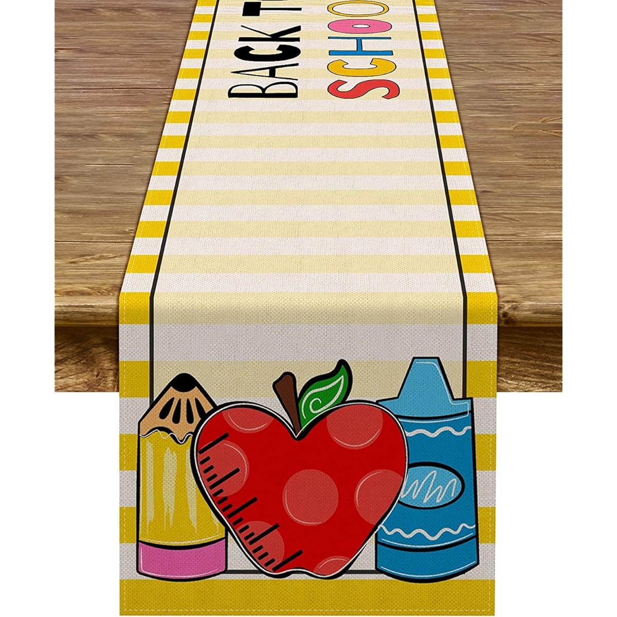 Pudodo Back to School Table Runner Apple First Semester Kids Students Classroom Party Dining Room Home Decorations (13" x 108")