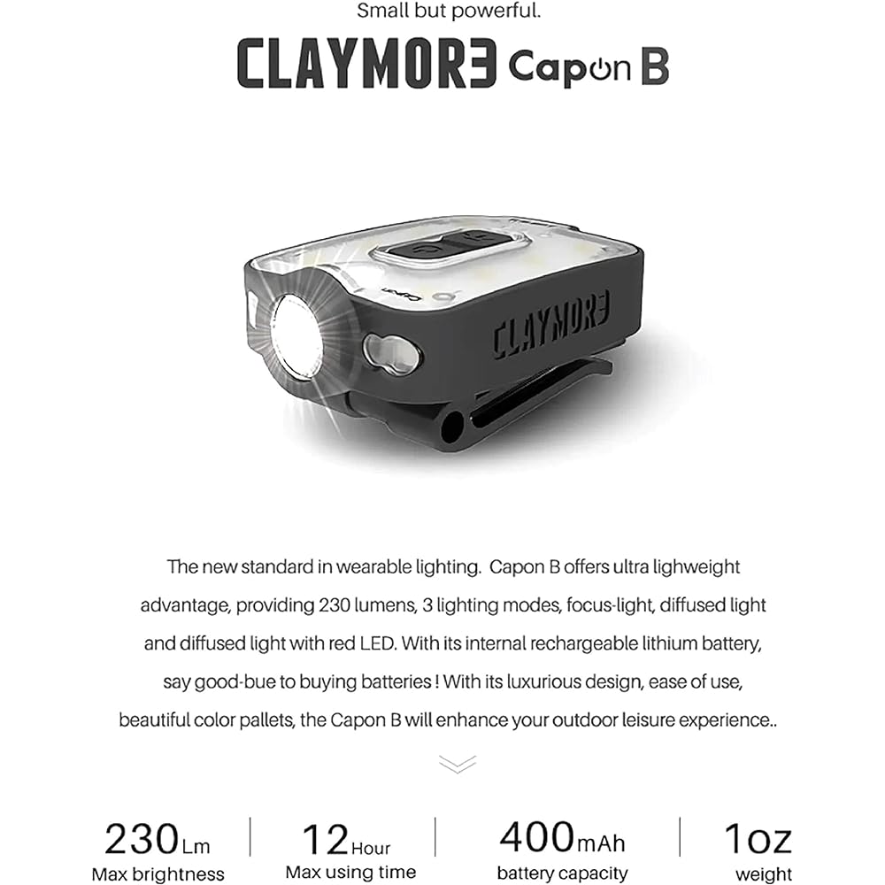 Prism LED Lantern CLAYMORE CapOn 40B Rechargeable, 3 Irradiation Modes, Stepless Dimming Color: Black CLP-200BK