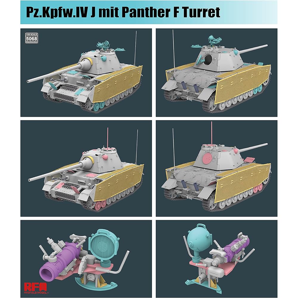 Ryfield Model 1/35 German Army No. 4 Tank J Type/Panther F Turret Plastic Model RFM5068
