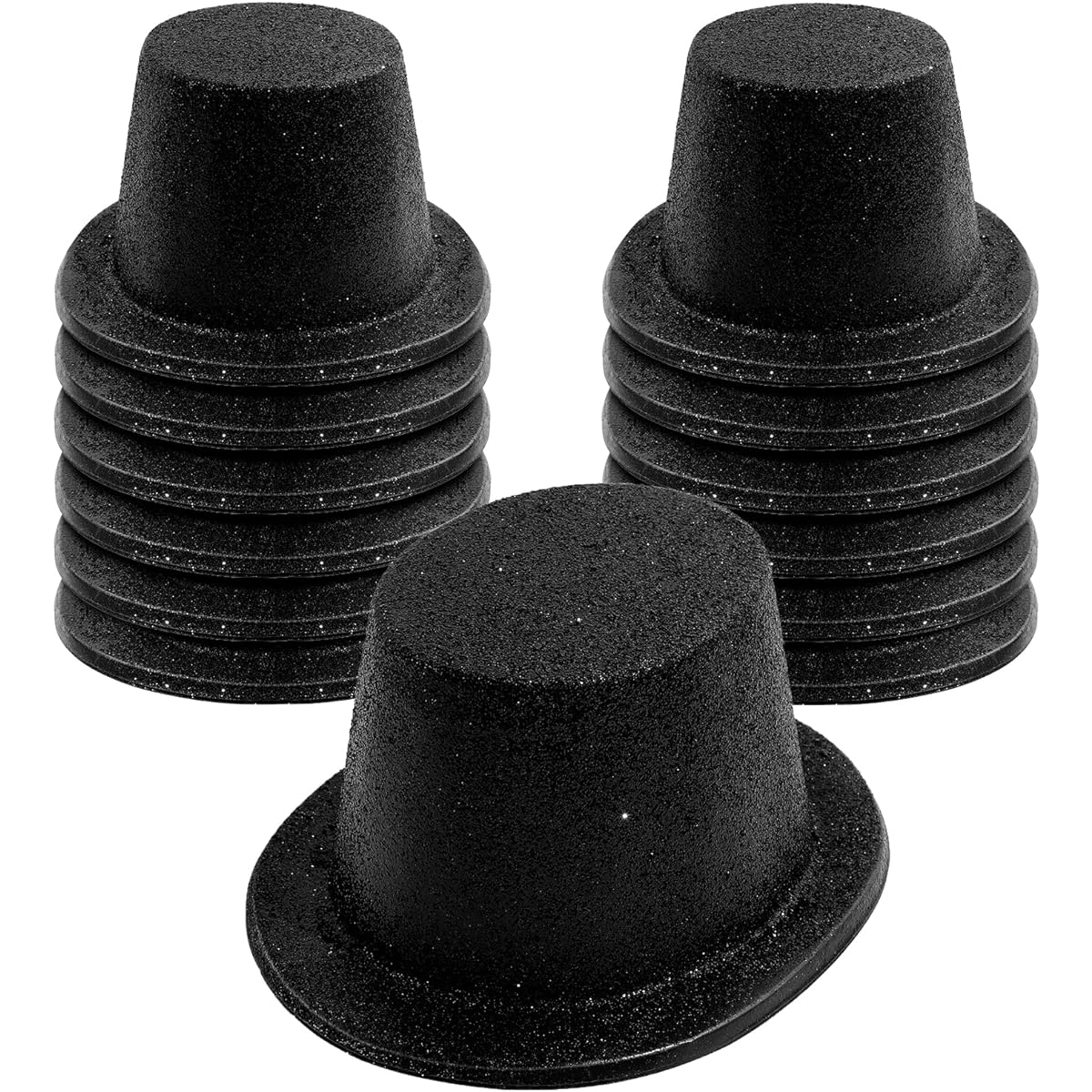 Glitter Top Hats Costume Party Hats Plastic Top Hats Shiny Magician Hats Unisex Party Supplies for Adults and Kids 12 Pack