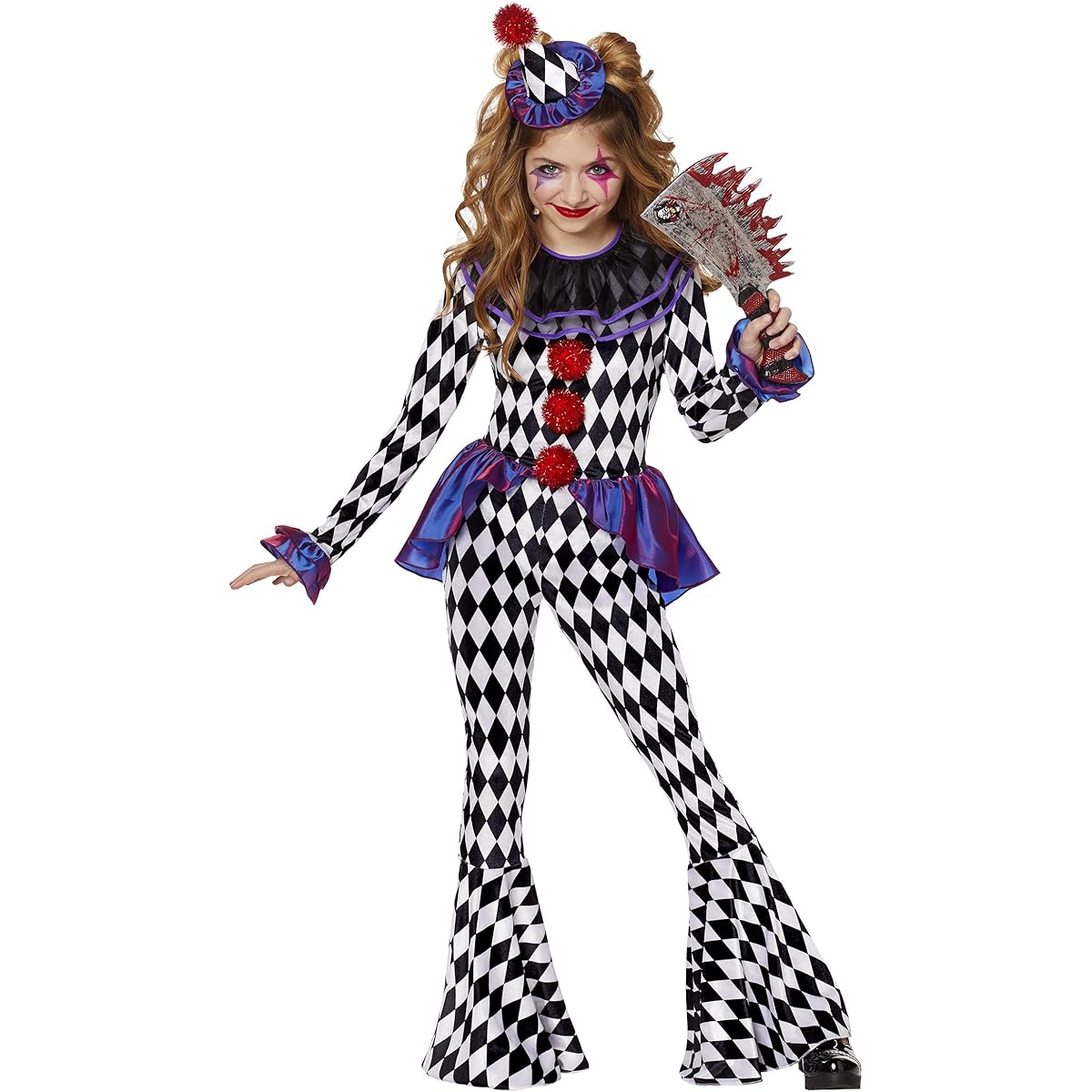 Spirit Halloween Kids Carnival Clown One Piece Costume US Size: CHILDS MEDIUM