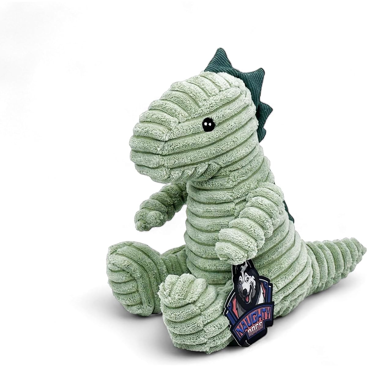 MORELIFE Naughty Dog Durable Dinosaur Plush Squeaky Toy Green