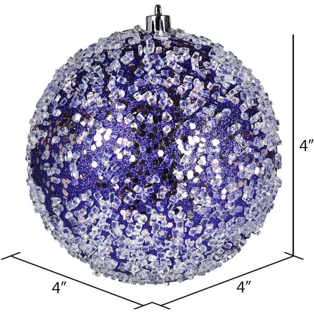 Vickerman 4" Purple Glitter Hail Ball Ornaments, Bag of 6