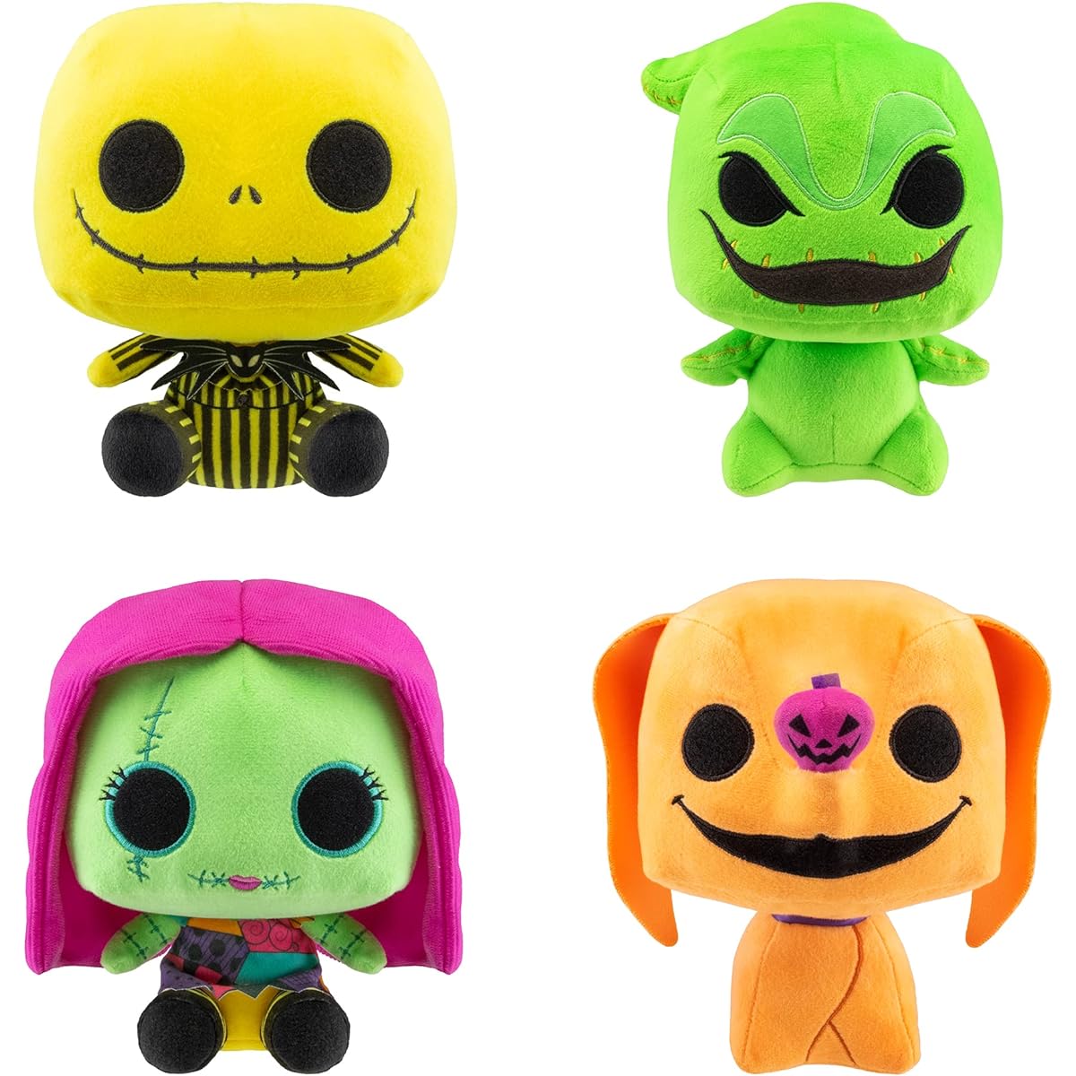 Funko Plush The Nightmare Before Christmas Black Light Set of 4 - Jack Sully Oogie Boogie Zero