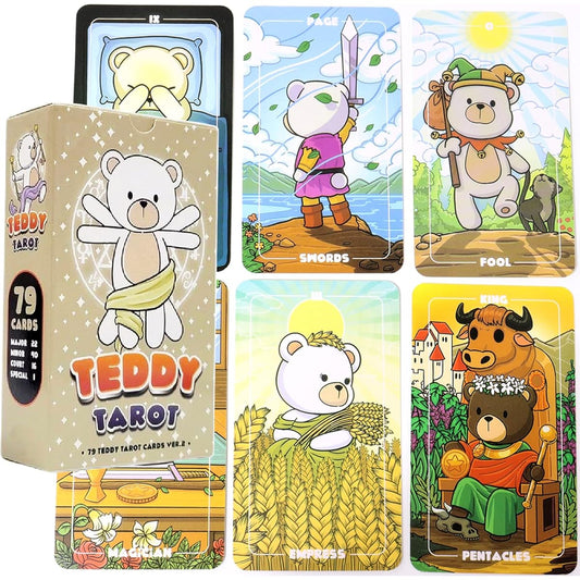 Teddy Bear Big Teddy Tarot Cards 2nd Edition, 79 Cute Tarot Cards - Standard Size (120mm x 70mm)