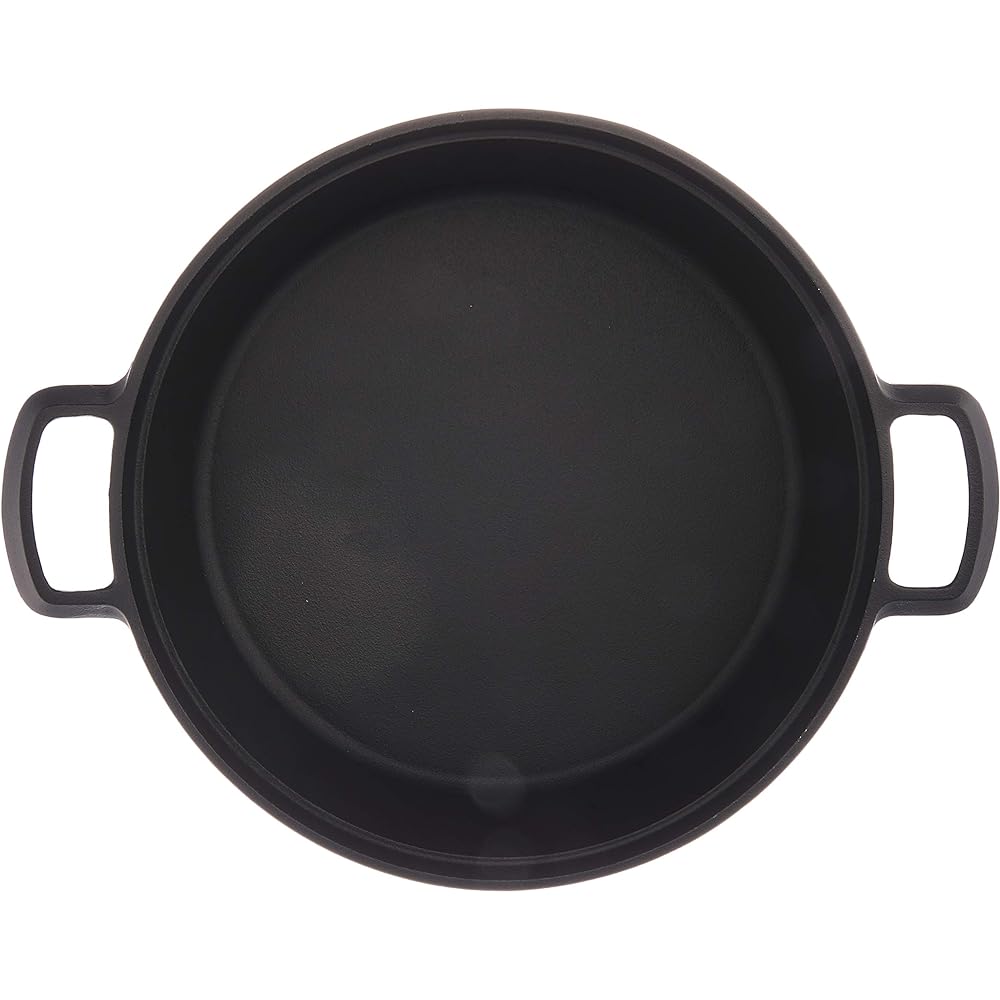 Iwachu Family Stew Pan 23, Black Baked, Inner Diameter: 23.5cm, IH Compatible, Nanbu Ironware 21639