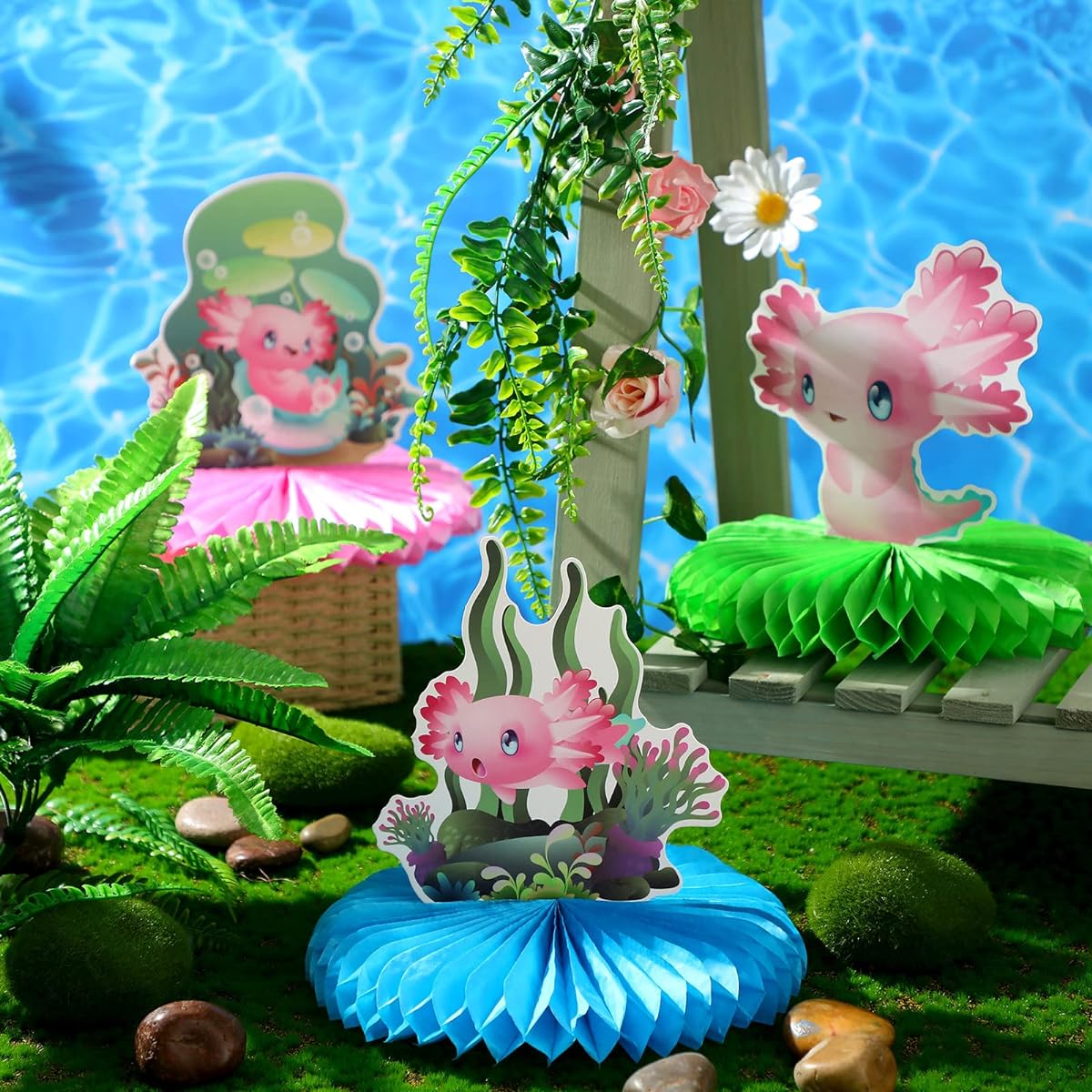 Axolotl Birthday Party Decorations, Axolotl Table Toppers, Cute Axolotl Centerpieces Table Decor, Axolotl Party Supplies, Axolotl Party Favors for Kids Girls Birthday Baby Shower Party Supplies (9pcs)