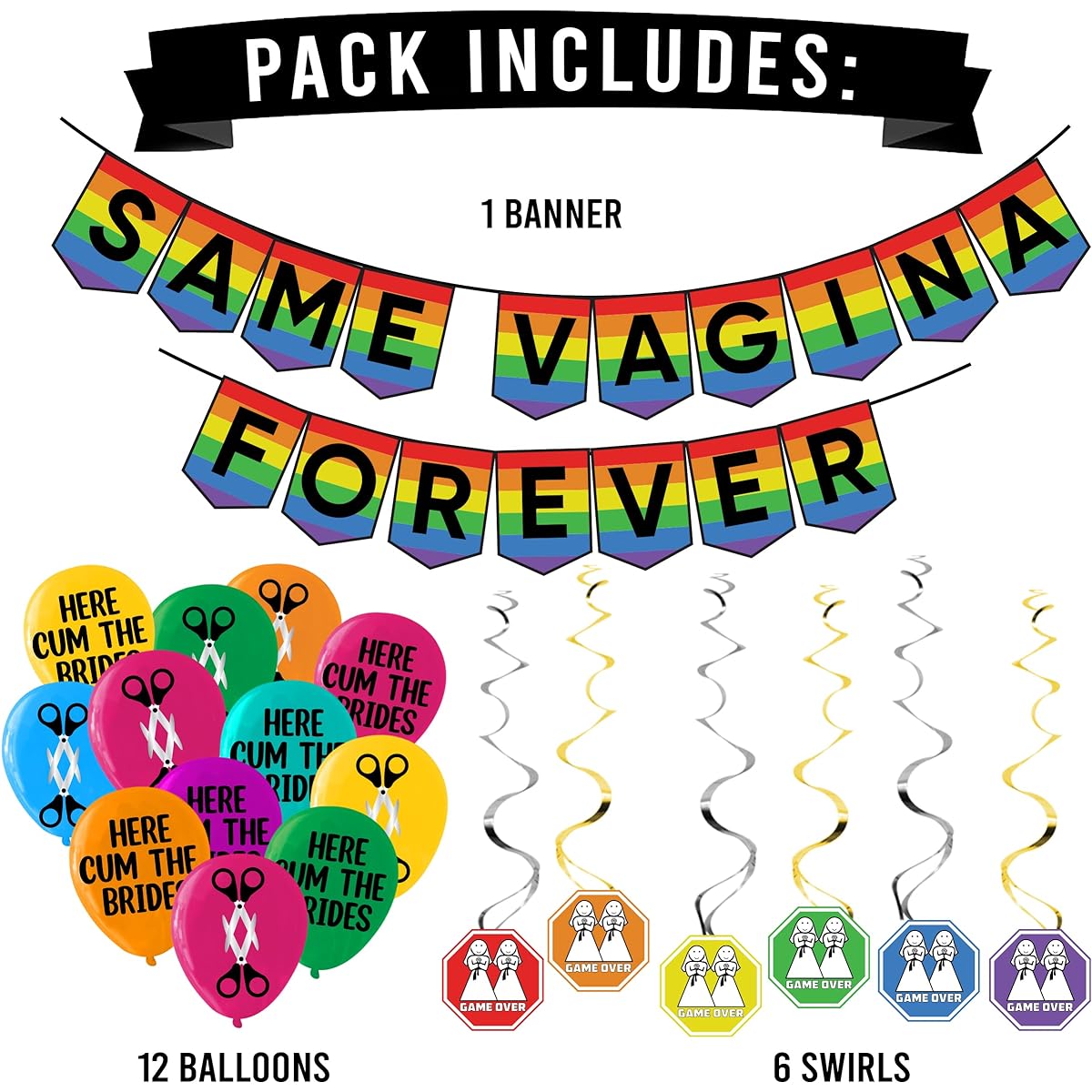 Lesbian Bachelorette Party Rainbow Pack - LGBTQ Bride Decorations - Pride - Gay Wedding