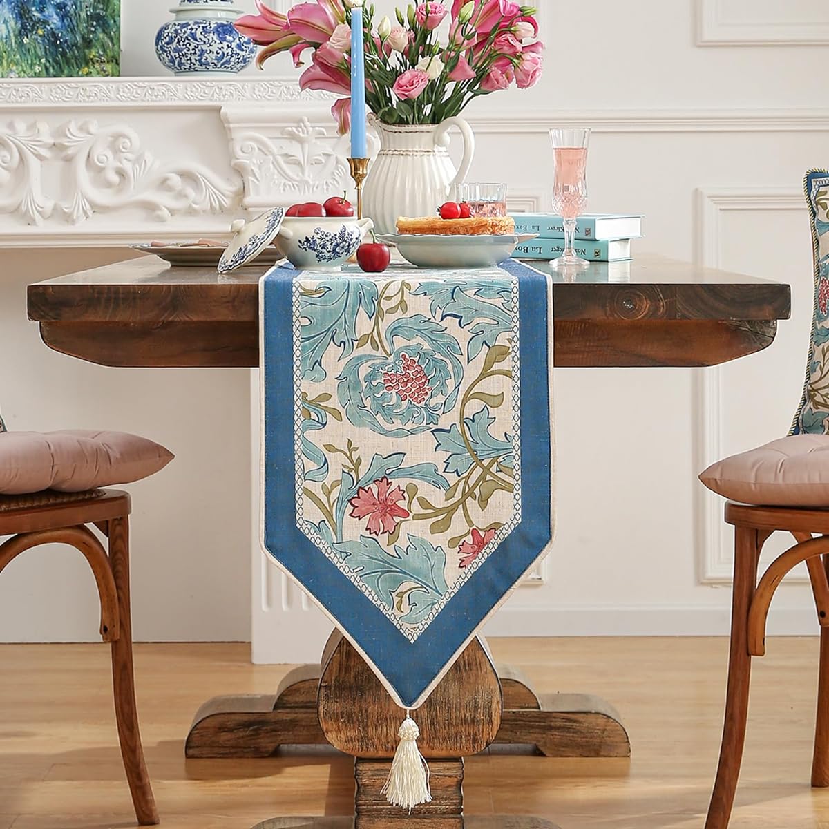 patdrea Linen Leopard Print Animal Table Runner Farmhouse Home Kitchen Dining Decor Party Family Dinner 12 x 63 Inch