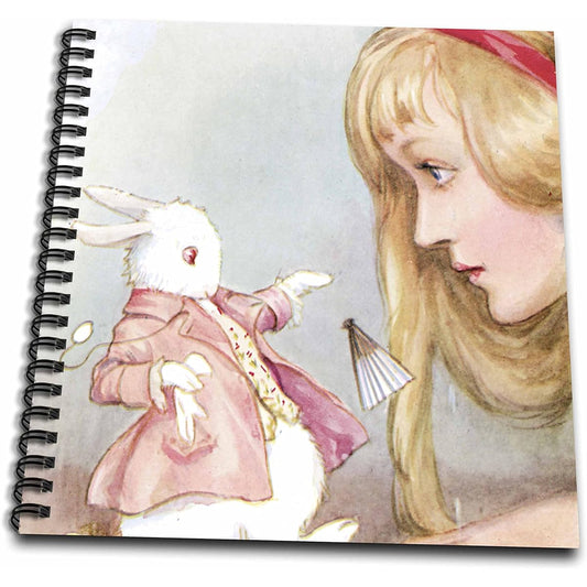 3dRose db_164585_1 Alice in Wonderland Rabbit Vintage Art Drawing Book, 8 x 8 inches