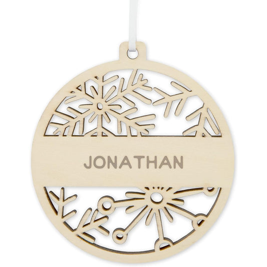 Weddingstar Customizable Wooden Snowflake Bauble Christmas Tree Ornament - Last Name