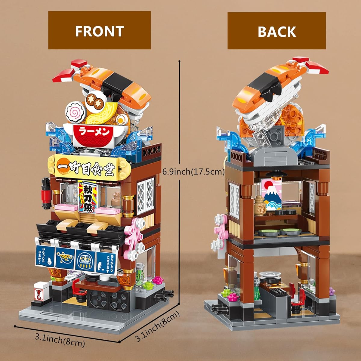 QMAN Building Blocks STEM Toy Gift Japanese Cityscape Sushi Toy Educational Building Blocks Set for Ages 6+ K28004