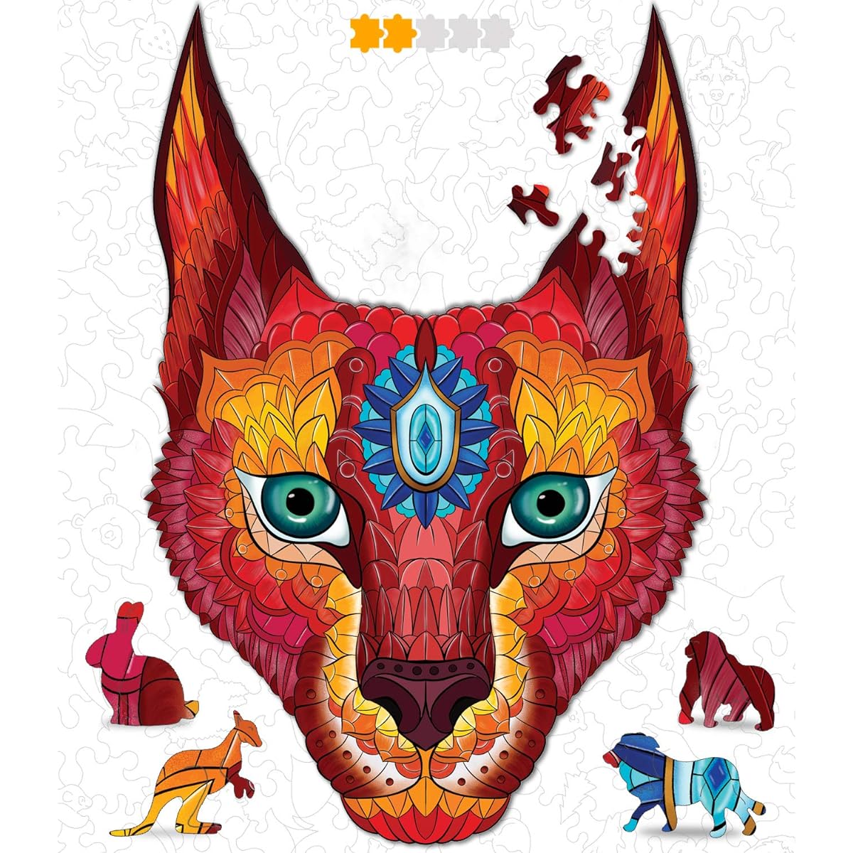 Hodslen Woods - Animal Wooden Jigsaw Puzzles for Kids (10+) Adults Teens Family Majestic Animal Shape Natural Wood Puzzle Beginner Level 9x14.1 Inch (23x38cm, 130 Pieces, Large) - Size - Caracal