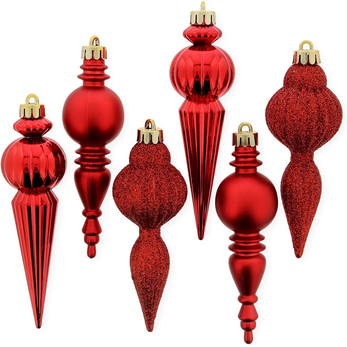 Sullivans Finial Drop Ornaments (Red, Set of 6)