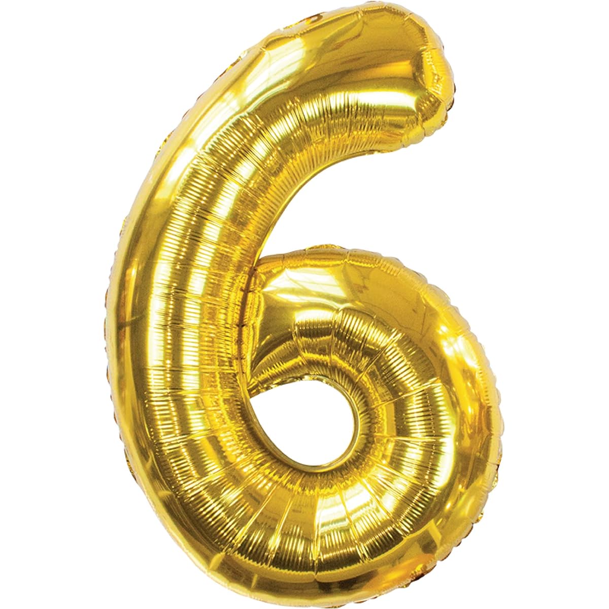 Talking Table Gold Foil Balloon No. 6 Birthday H85cm (with inflating straw).