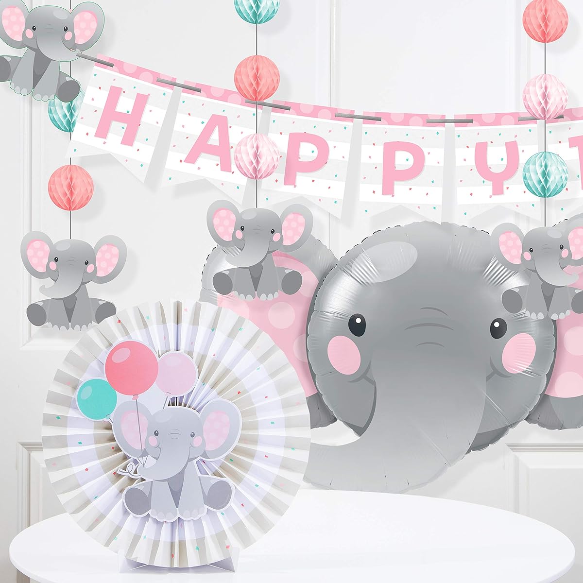 Enchanting Elephant Girls Birthday Party Decorations Kit