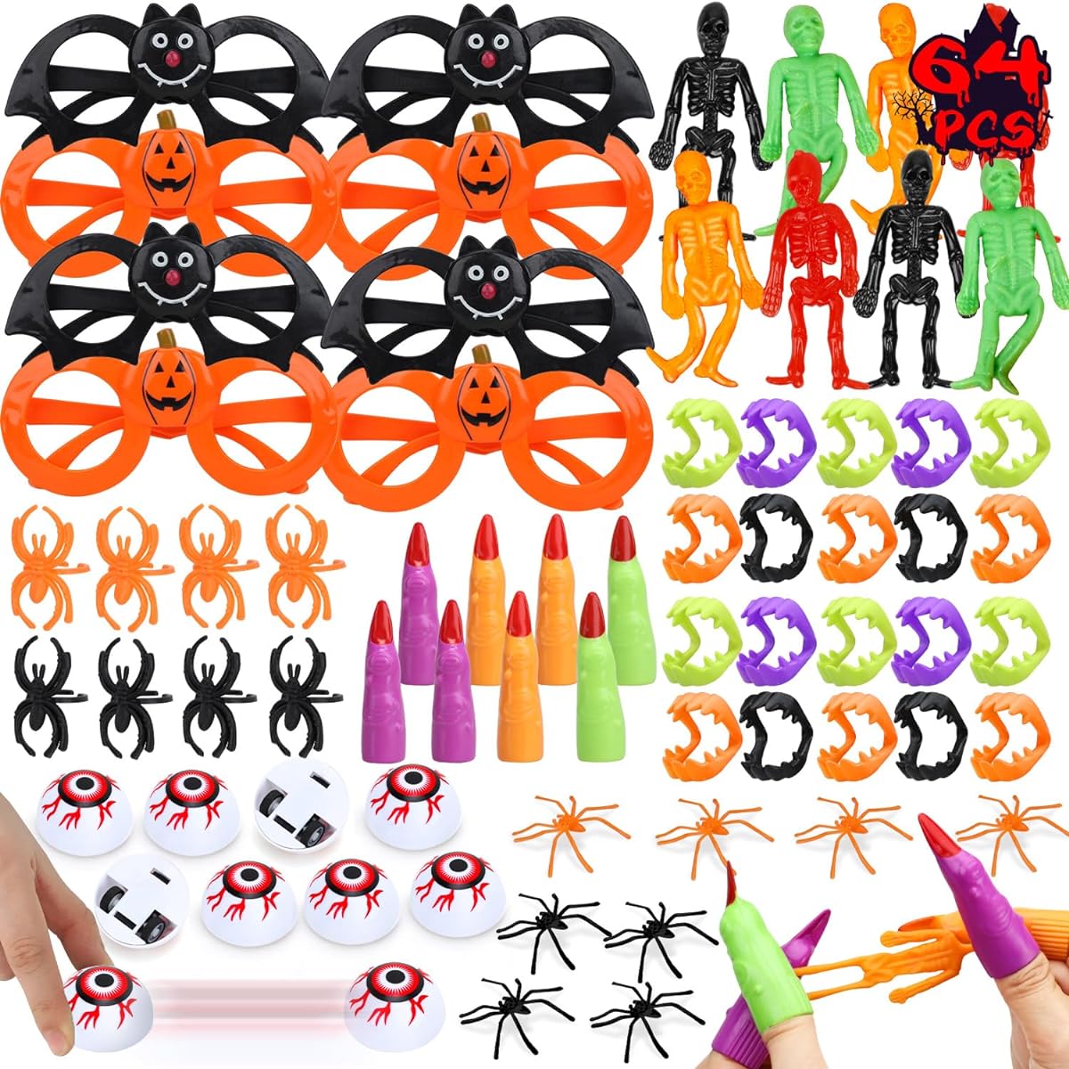 TOY Life Halloween Party Supplies for Kids 64 Pieces