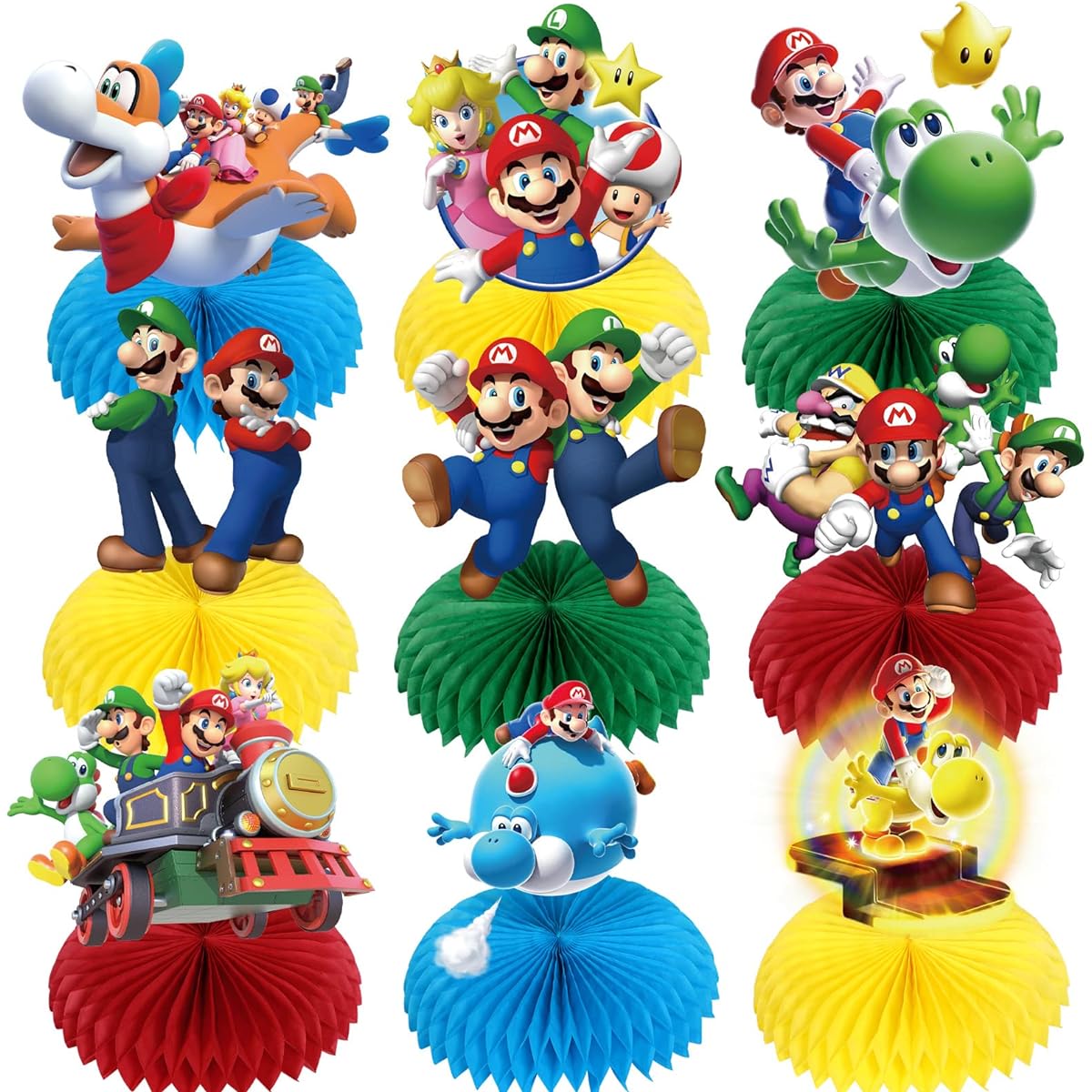 Honeycomb Centerpieces Mario Mario Party Decorations Mario Bros Party Supplies Video Game Theme Mario Party Decorations Birthday Decorations for Boys/Girls 9pcs
