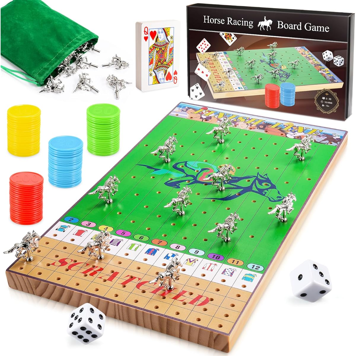 Horse Racing Board Game: Horse Racing Board Game 11 Premium Metal Horse Games for Adults Teens Kids with Instructions Family Game Night Fun Party Game Birthday Gift for Adults Teens Ages 12+