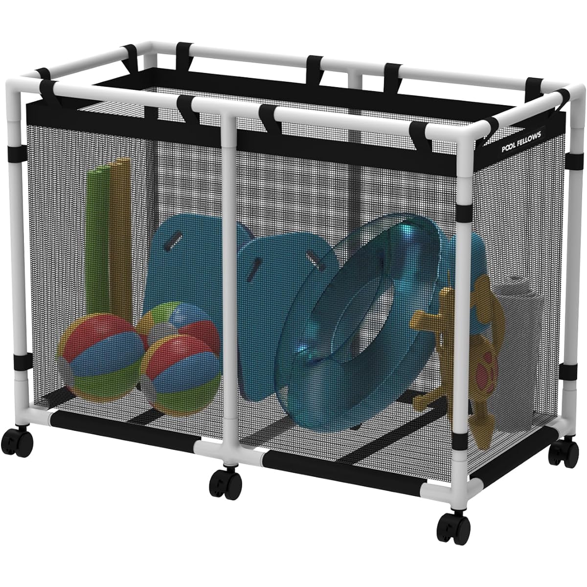 Pool Fellows Plastic Storage Basket for Swimming Pool Noodles Toys Floats Towels Mesh Organizer for Swim Equipment Basic Plus Style