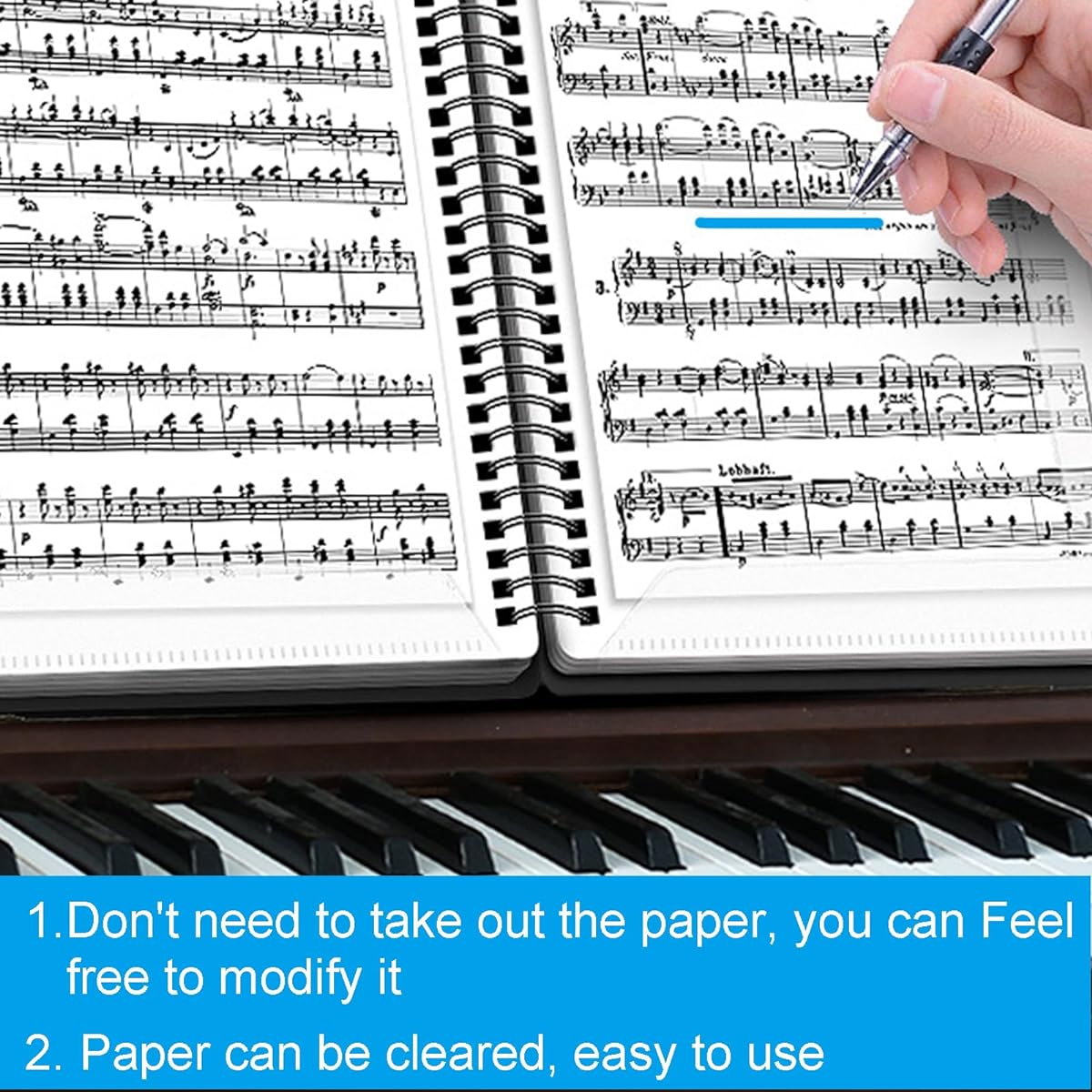 Sheet Music Folder 2 Pack 8.5 x 11 Music Binder 4 Pages 40 Pockets Writable Choir Folder (Black)