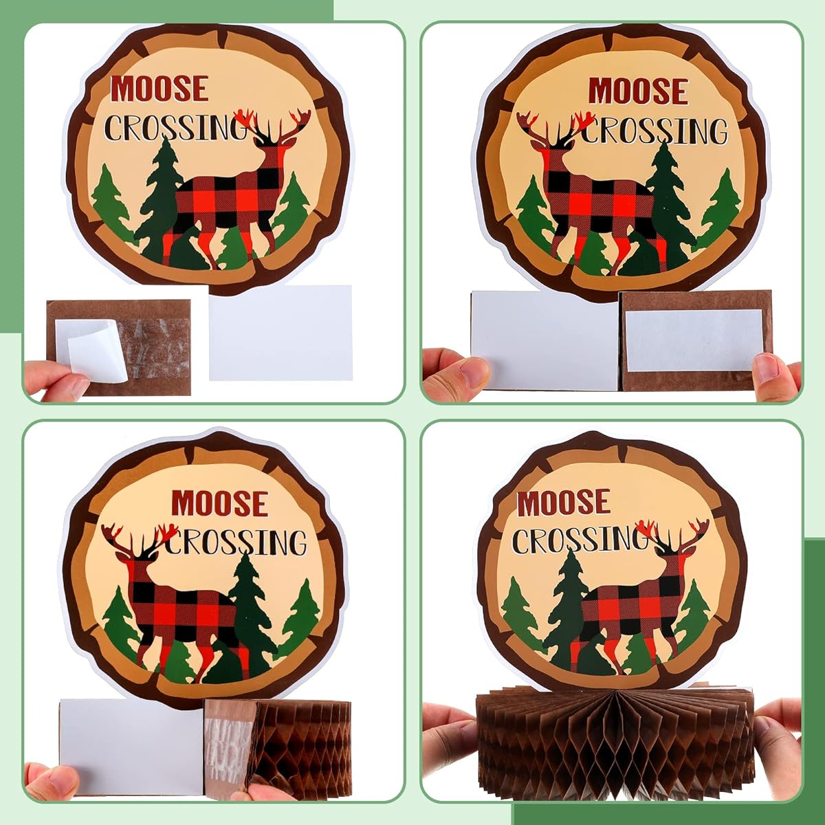 Lumberjack Honeycomb Centerpiece Camping Winter Party Supplies Big Buffalo Plaid Table Topper Lumberjack Party Decorations for Camping 3D Double Sided Table Decoration Photo Booth Props 9 Pieces