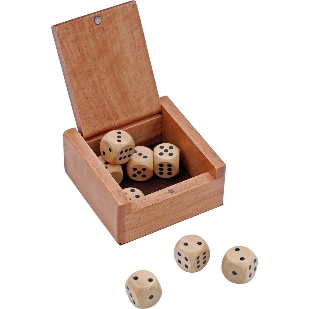 Wooden Dice Box and 8 Wooden Dice