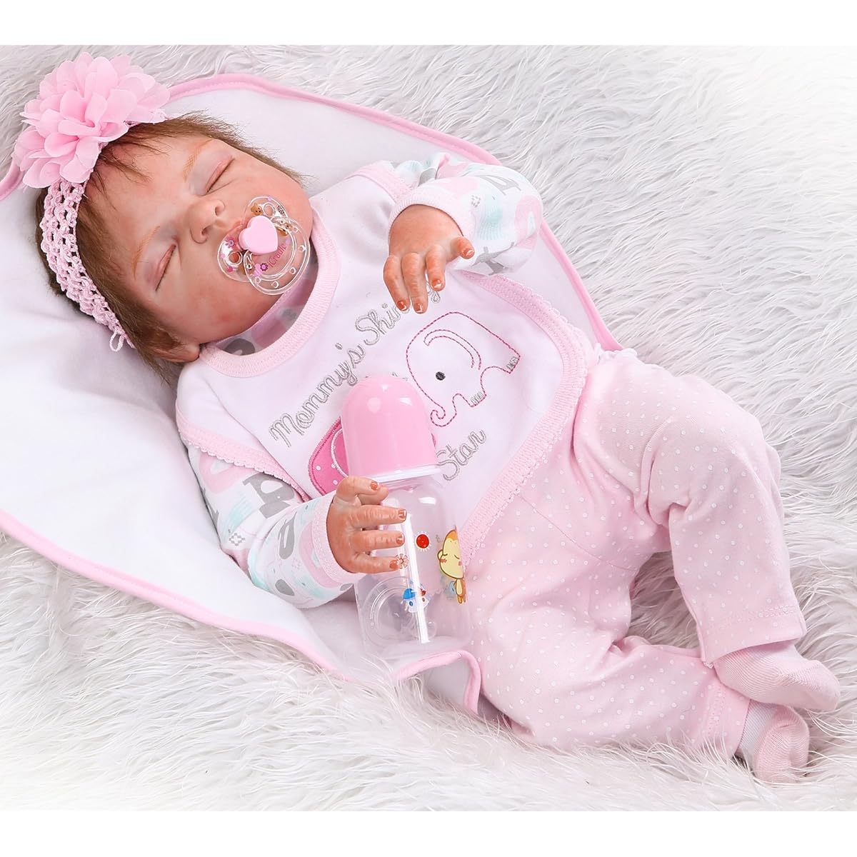 NPK Doll Reborn Baby Girl 22" Realistic Full Body Silicone Vinyl Lifelike Washable Handmade Anatomically Correct Gift Set for Ages 3+