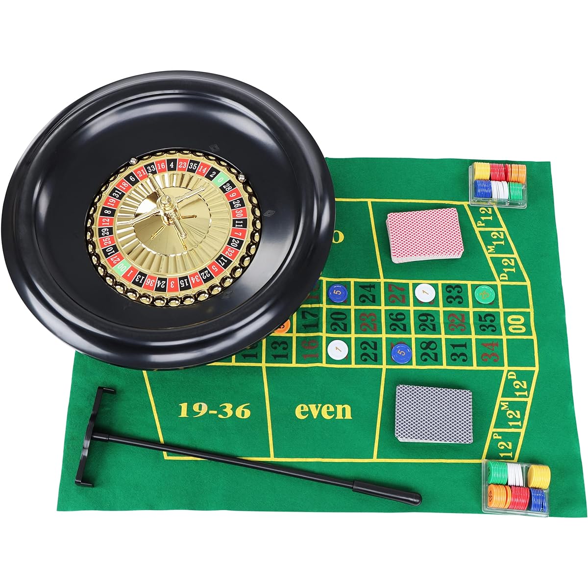 Jigitz Portable Roulette Table Set - Tabletop Casino Game Party Roulette Wheel Set for Adults with Chip Cards and Mat