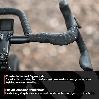 REDSHIFT Really Long Bar Tape for Road Bike Handlebars, Fits All Drop Handlebars, Compatible with Road/Gravel/Fixie Bikes, Ergonomic Design, Comfortable Cycling Equipment, Length 315cm, Black