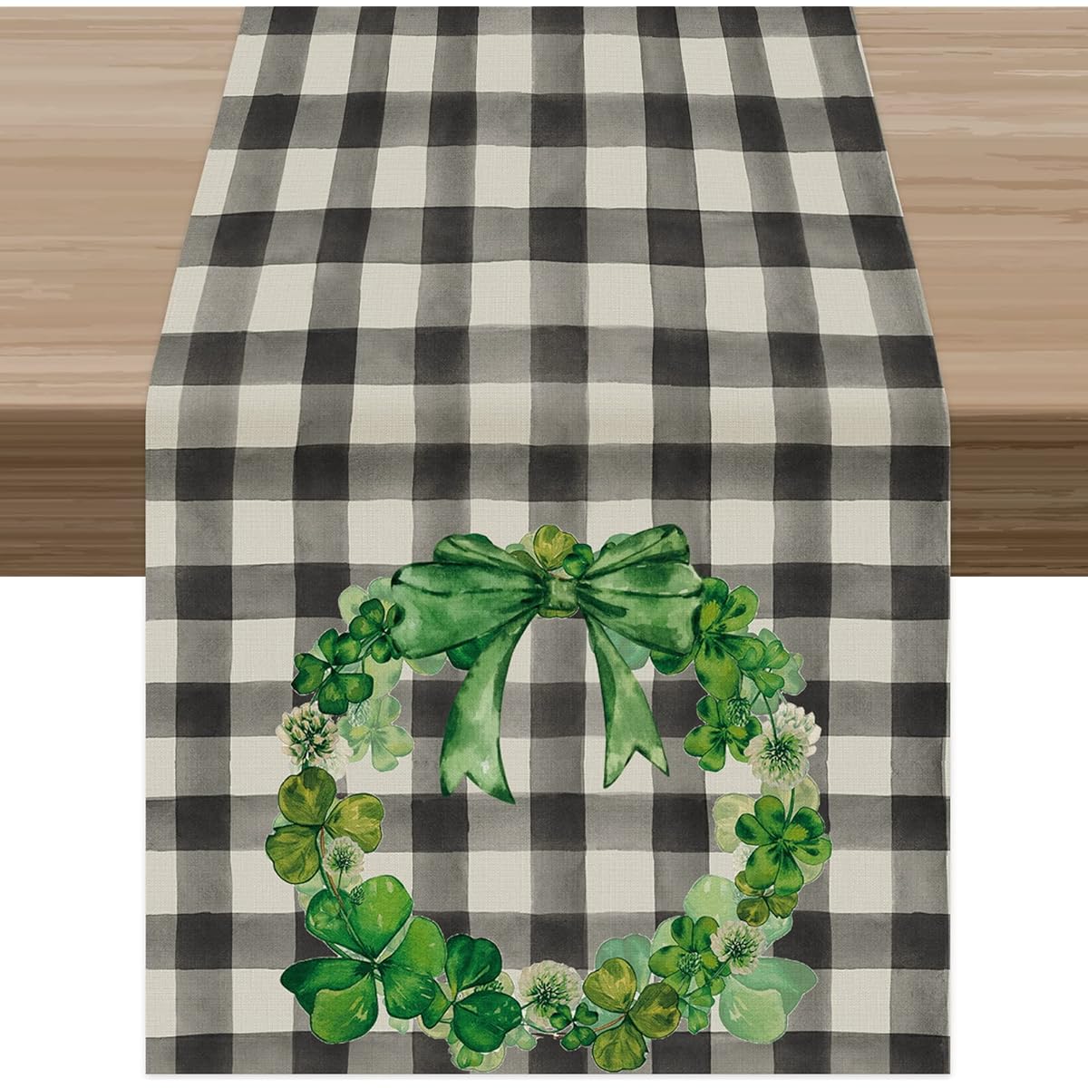 Celepaty Shamrock Four Leaf Clover St. Patrick's Day Table Runner 13 x 72 Inch Spring Summer Seasonal Holiday Kitchen Dining Table Decor Indoor Outdoor Home Party
