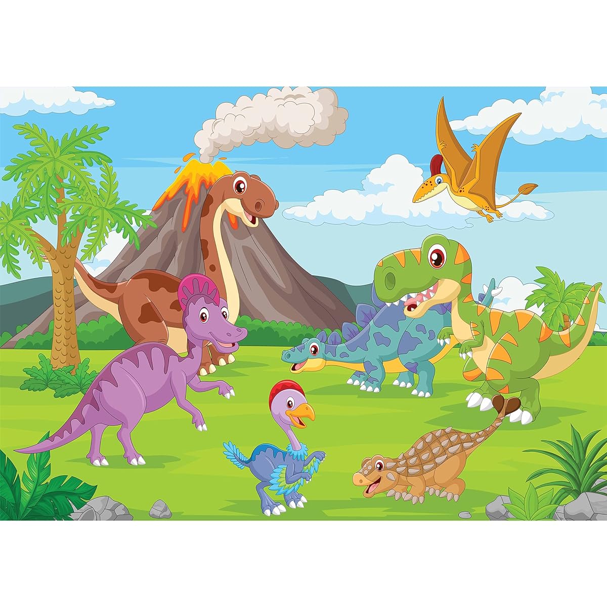 Riverbend Designs 100 Piece Jigsaw Puzzle for Adults and Kids - Colorful Kids Themed Puzzle Game Dinosaur
