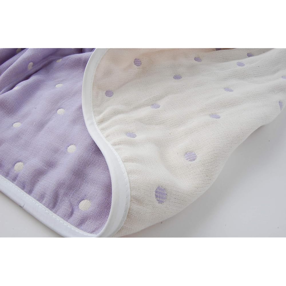 Toka Woolen Plump Soft 6-Ply Gauze Blanket (Polka Dot Purple) Made in Japan Single Size Jacquard Weave 100% Organic Cotton