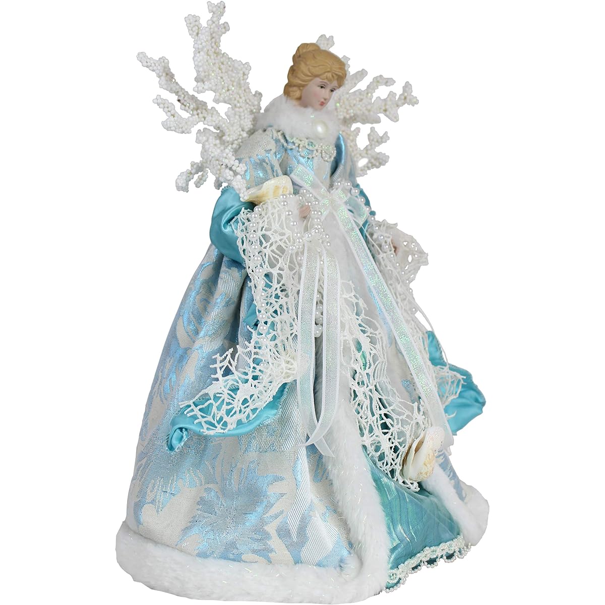 Windy Hill Collection 14" Inch Standing Aqua Angel Christmas Tree Topper or Table Top 148510