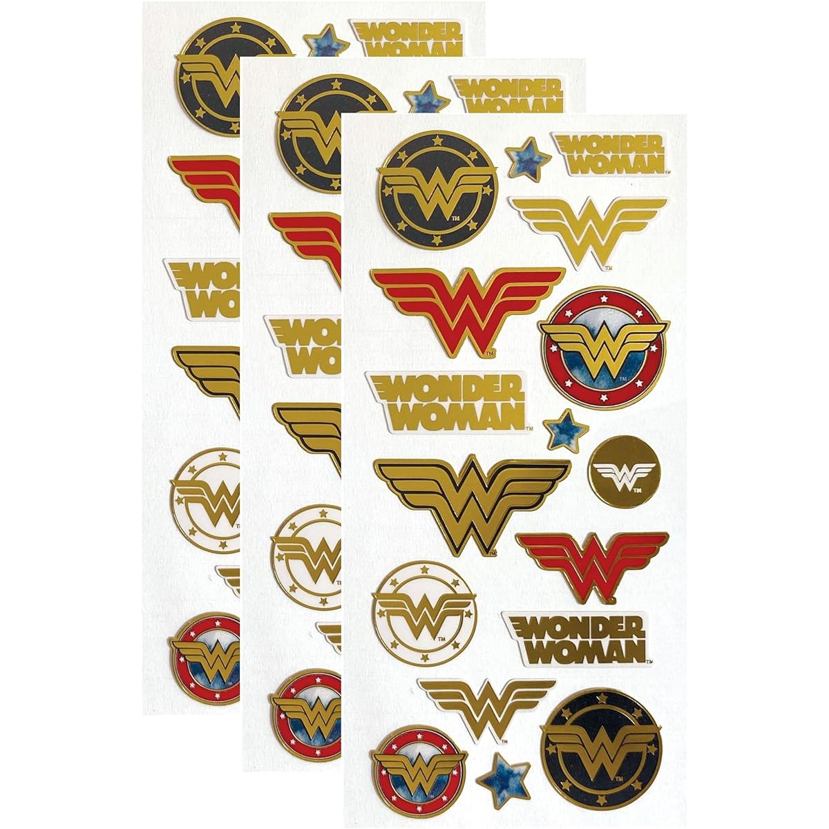 Playhouse DC Comics Wonder Woman Logo Enamel Effect Sticker Sheet 3 Pack
