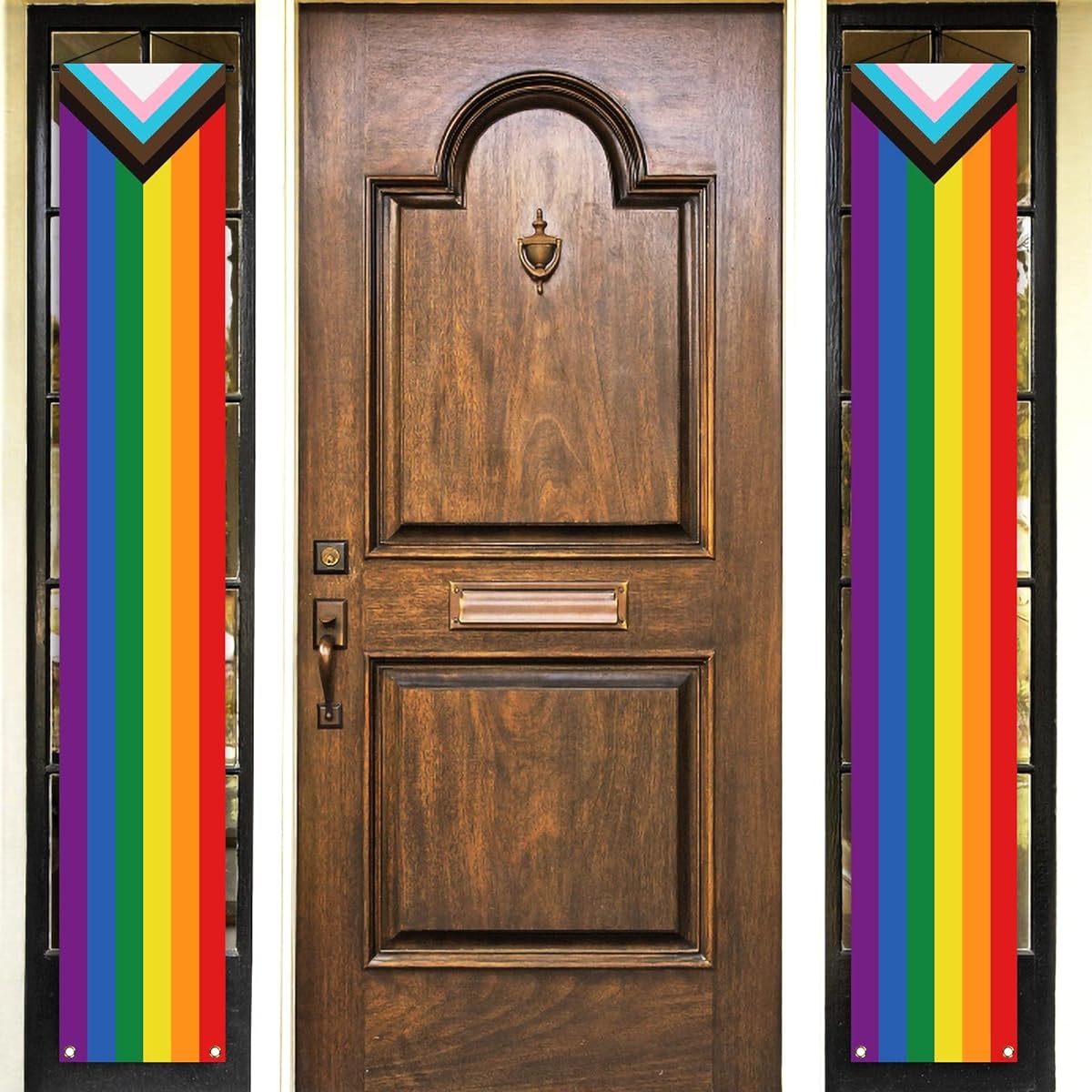 Nepnuser Progress Pride Porch Banner June Pride Month LGBTQ+ Rainbow Front Door Wall Indoor Outdoor Hanging Decor Photo Booth Backdrop (Progress Pride)