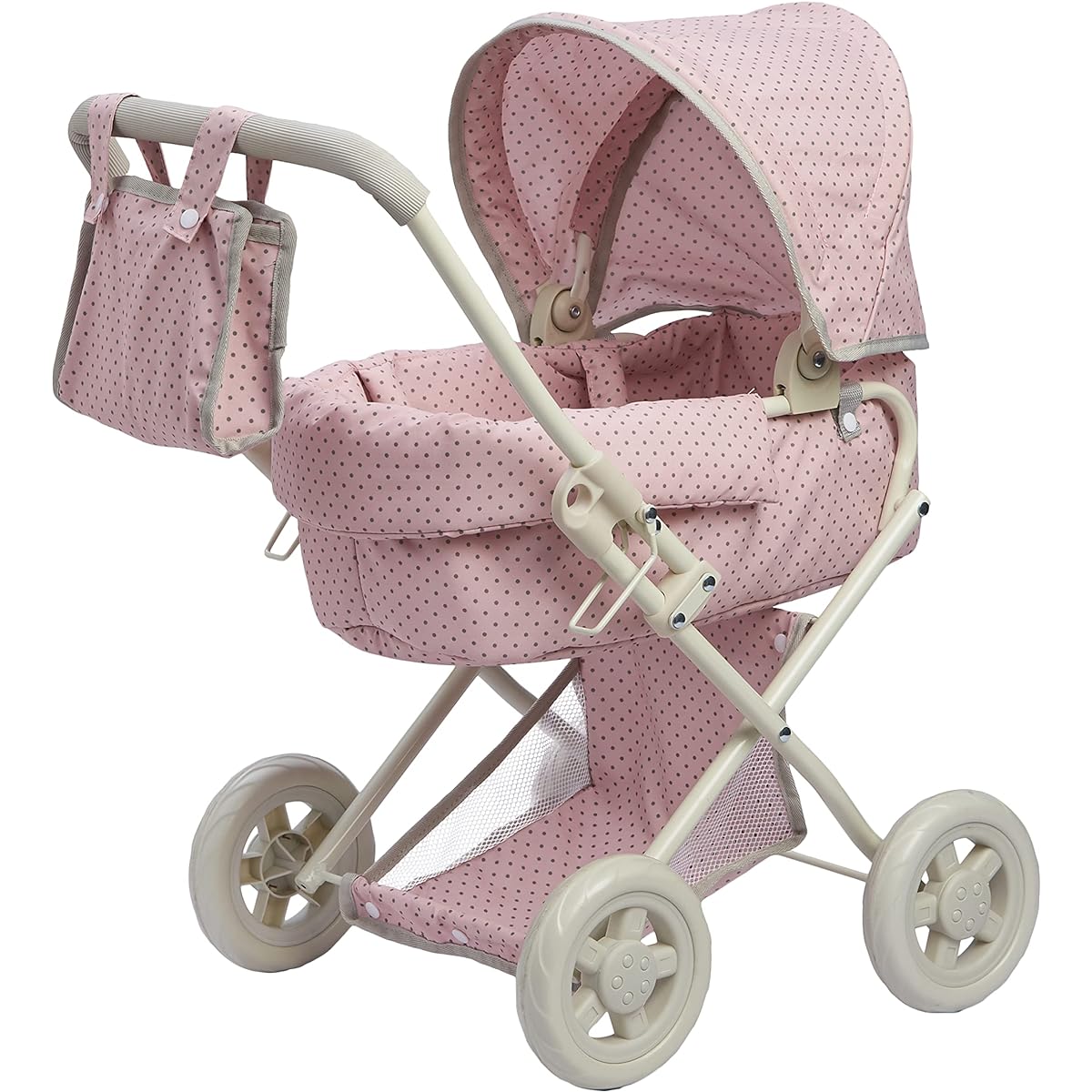 Olivia's Little World OL-00003 Polka Dot Princess Baby Doll Deluxe Stroller Pink & Gray, Pink