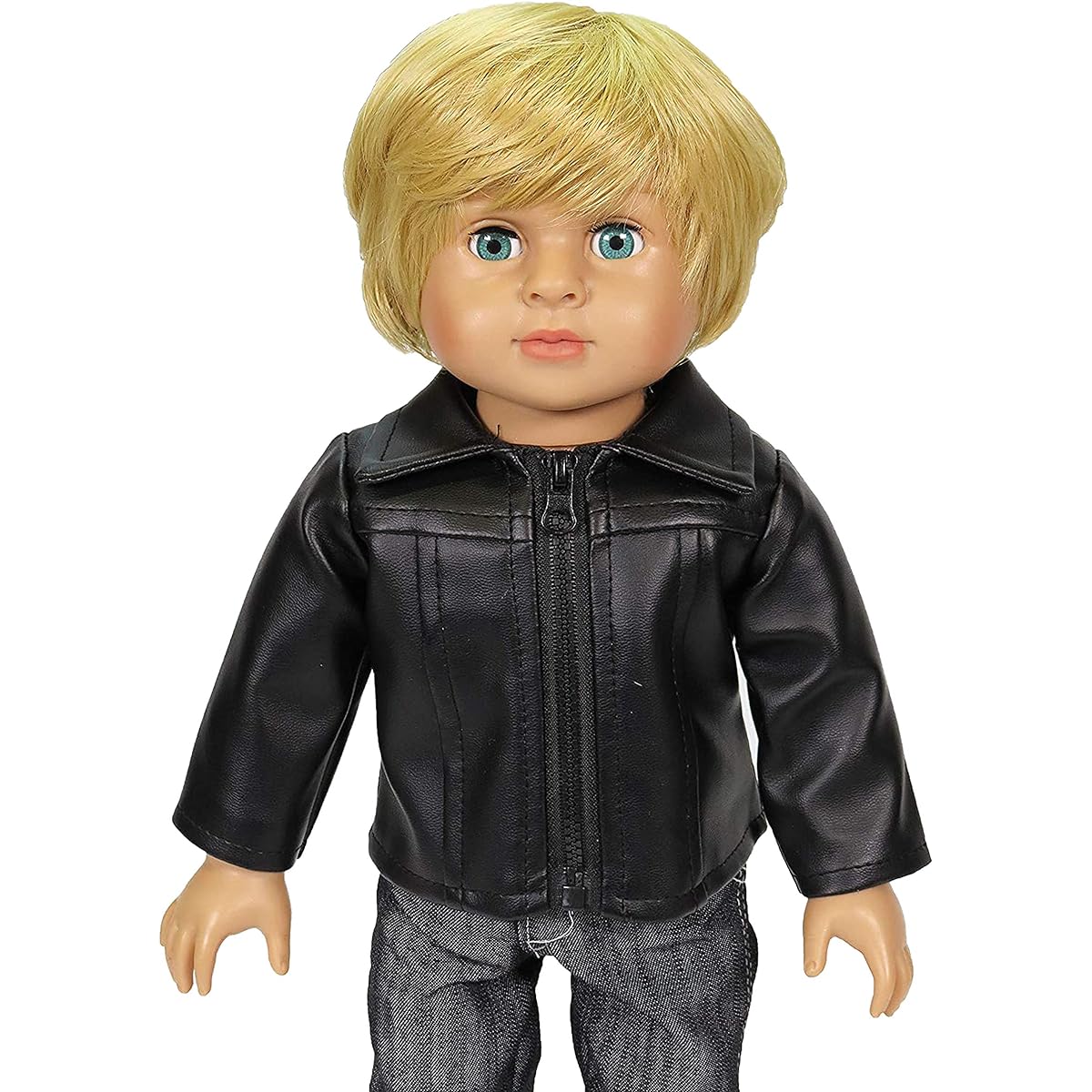 Black Leather Jacket Fits 46cm American Girl Dolls, Madame Alexander, Our Generation, etc. 46cm Doll Clothes