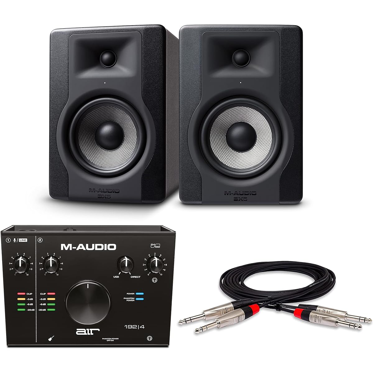 M-Audio USB USB-C Audio Interface 2 in 2 out and Monitor Speaker Pair (2 pieces) and 2 cables for sale