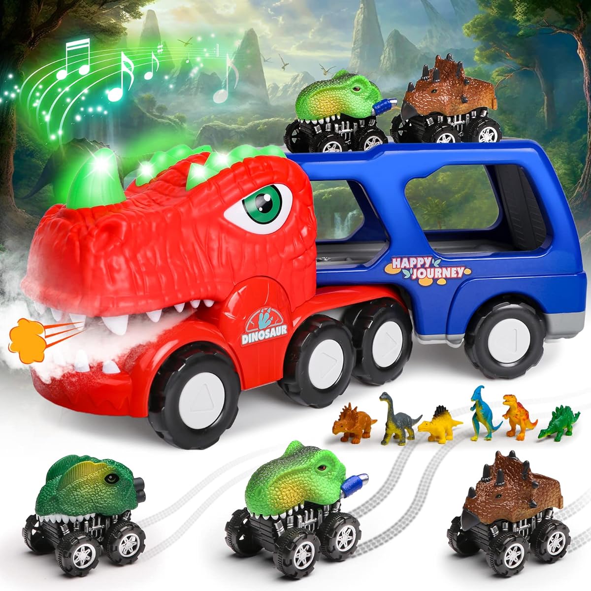 Hot Bee Dinosaur Truck Toys for Kids 2-4 Dinosaur Truck Musical Toy for 2 3 4 5 Year Old Boys