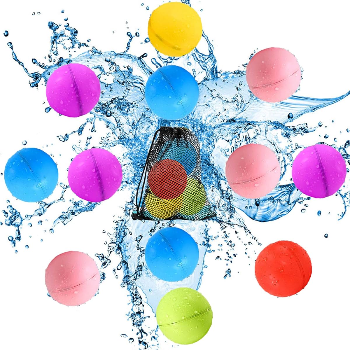 SOPPYCID Tonoviviy Water Bomb Balloons Reusable Refillable Magnetic Water Balloons for Kids and Adults Summer Toys Pool Toys Summer Party Outdoor Toys (12pcs)
