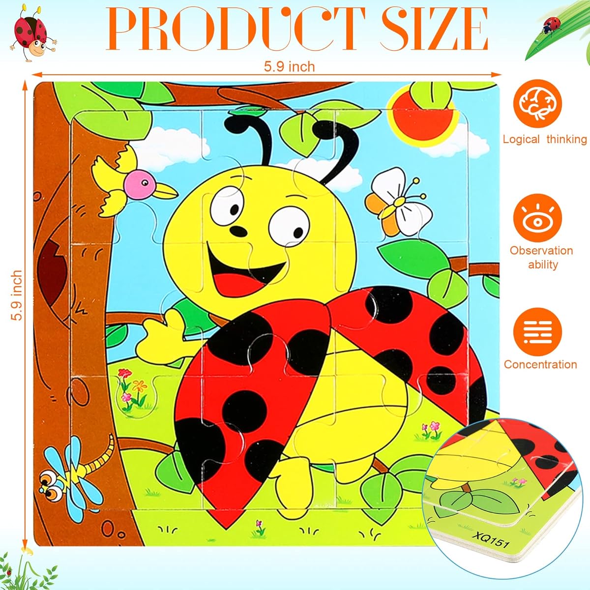 40 Pack Wooden Jigsaw Puzzles Ages 4-8 9 Piece Animals Vehicles Toddler Puzzle Preschool Education and Learning Puzzle Gift for Kids Birthday Party