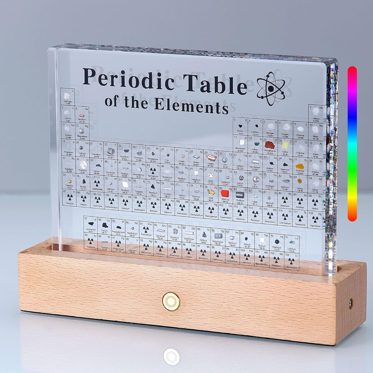 Aichong Periodic Table with Real Elements, Acrylic Periodic Table Display with 83 Real Samples and Colorful LED Light Base, Great Gift for Teachers, Students and Kids