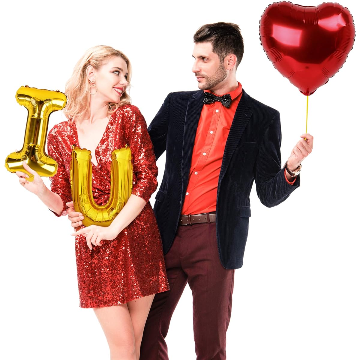I Love You Balloons Gold for Him or Her - I Heart U Love Balloons Red and Gold for Valentine Decorations Will You Marry Me Proposal Engagement Wedding Party Supplies