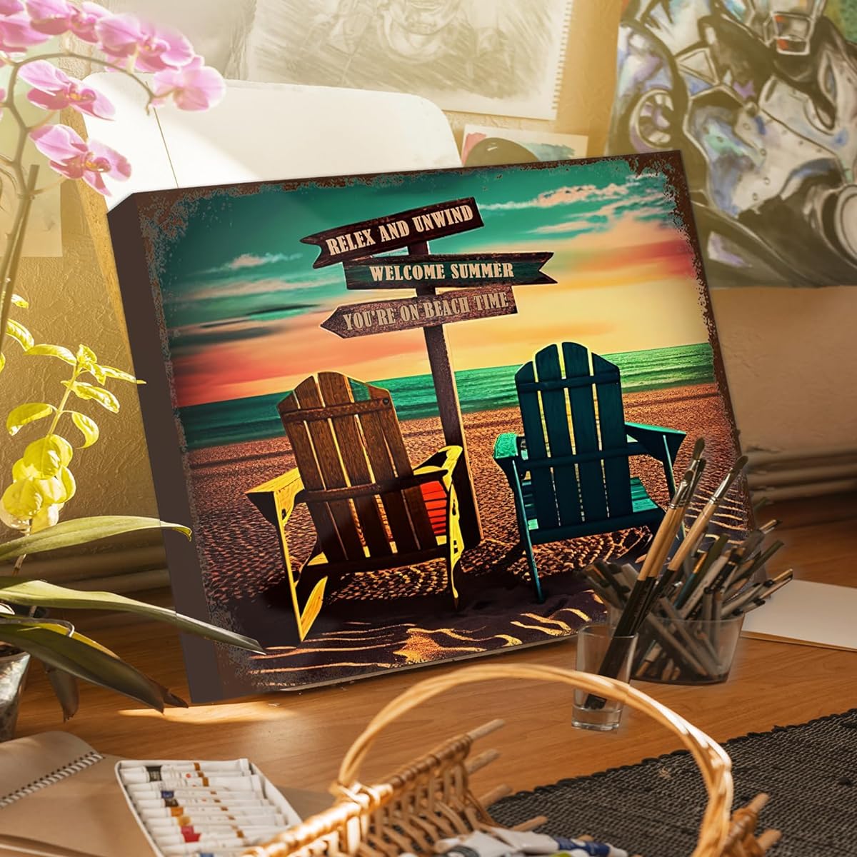 Feyerr Beach Decor Canvas Beach Room Decor